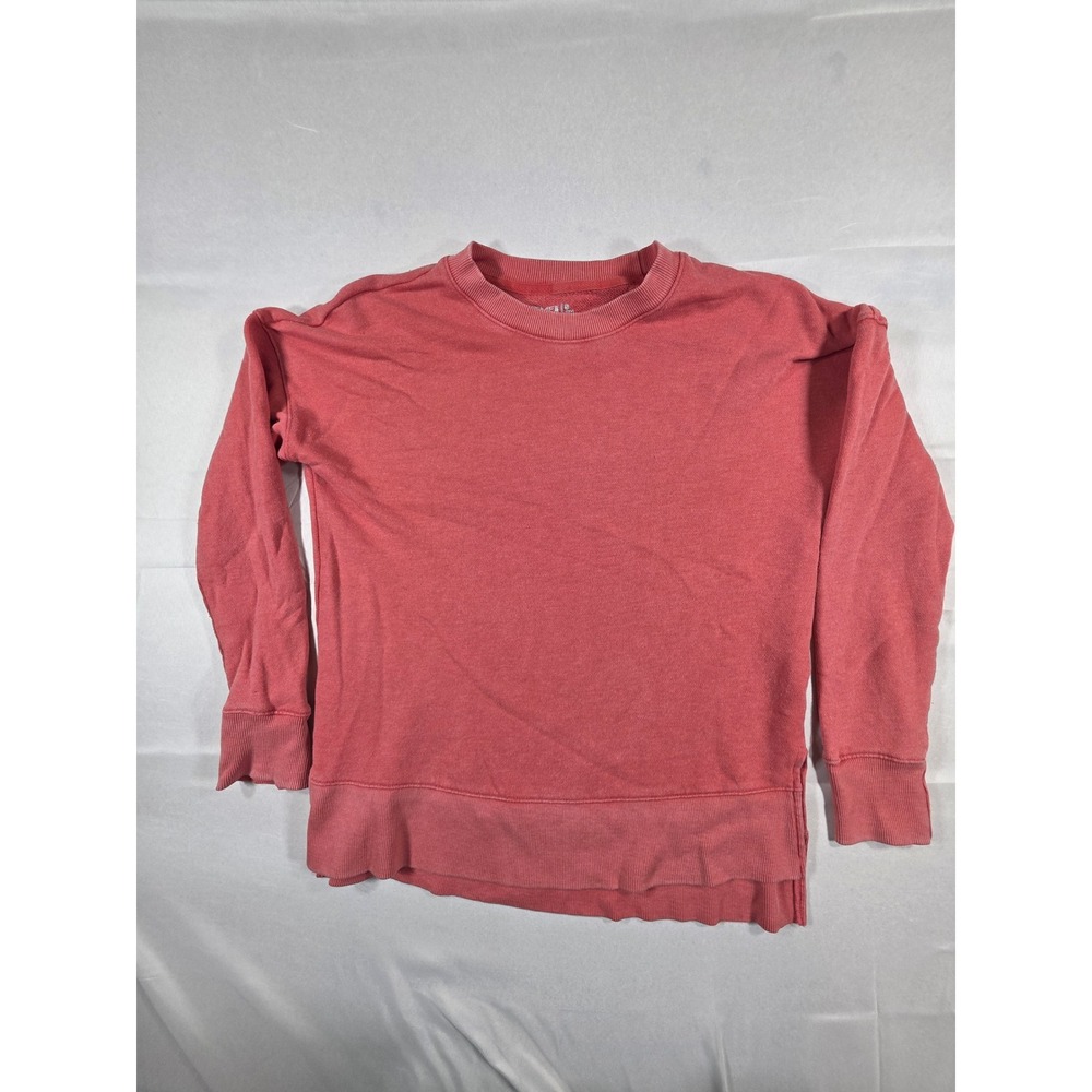 Time and Tru Womens Coral Pink Crewneck Sweatshirt Size S 4-6 Pullover Fleece